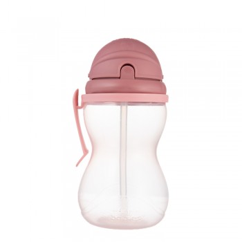 CANPOL BABIES Fľaša športová so silikónovou slamkou 370ml 12m+ ružová