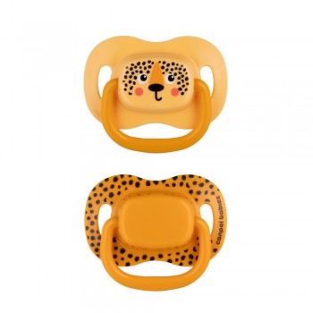 CANPOL BABIES Set symetrických silikónových cumlíkov BabiesBoo 6-18m 2ks oranžový