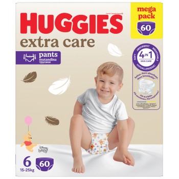 HUGGIES® Nohavičky plienkové jednorazové Extra Care Pants veľ. 6 (15-25 kg), 60 ks BOX