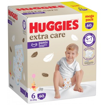 HUGGIES® Nohavičky plienkové jednorazové Extra Care Pants veľ. 6 (15-25 kg), 60 ks BOX