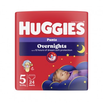 HUGGIES® Nohavičky plienkové nočné Overnights Pants vel. 5 (12-17 kg), 24 ks