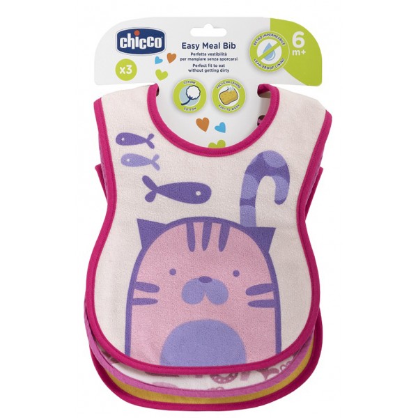 CHICCO Podbradník bavlnený nepremokavý- pink 2ks, 6m+