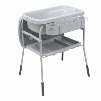 CHICCO Stolík prebaľovací s vaničkou Cuddle & Bubble - Graphite Melange 0m+, do 11kg
