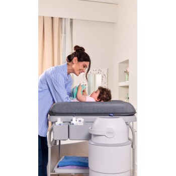 CHICCO Stolík prebaľovací s vaničkou Cuddle & Bubble - Graphite Melange 0m+, do 11kg