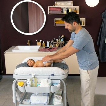 CHICCO Stolík prebaľovací s vaničkou Cuddle & Bubble - Graphite Melange 0m+, do 11kg