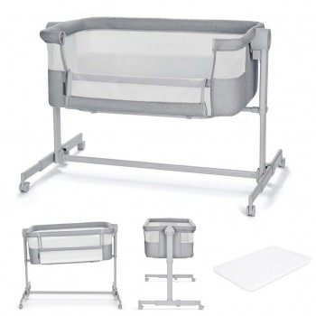 KINDERKRAFT Postieľka detská polohovateľná Nestee Up2 Full Light Grey