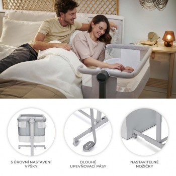 KINDERKRAFT Postieľka detská polohovateľná Nestee Up2 Full Light Grey