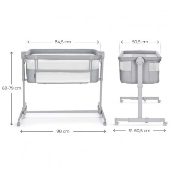 KINDERKRAFT Postieľka detská polohovateľná Nestee Up2 Full Light Grey