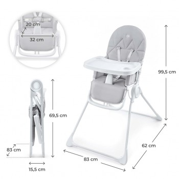 KINDERKRAFT Stolička jedálenská Binci Light Grey