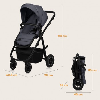 LIONELO Kočík kombinovaný Amber Plus 3v1 Grey Graphite