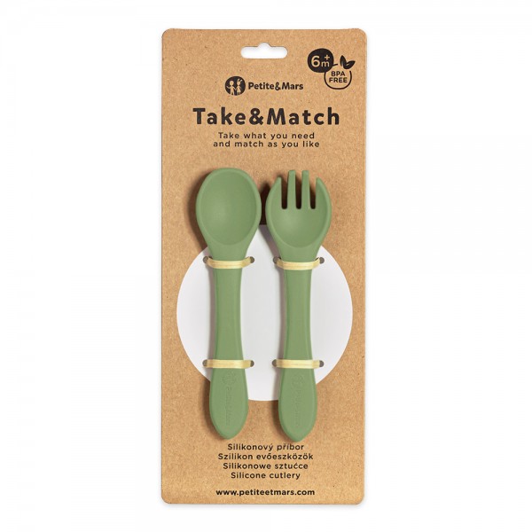 PETITE&MARS Príbor silikónový Take&Match Sweet Pea 6m+