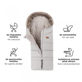 PETITE&MARS Set zimný fusak Arctic 4v1 + rukavice na kočík Furry Sky Whisper