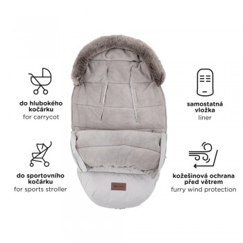 PETITE&MARS Set zimný fusak Comfy 4v1 + rukavice na kočík Furry Rose Petal