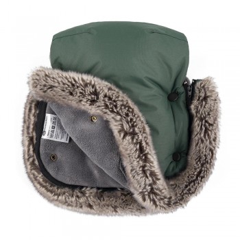 PETITE&MARS Set zimný fusak Comfy 4v1 + rukavice na kočík Furry Veritable Khaki
