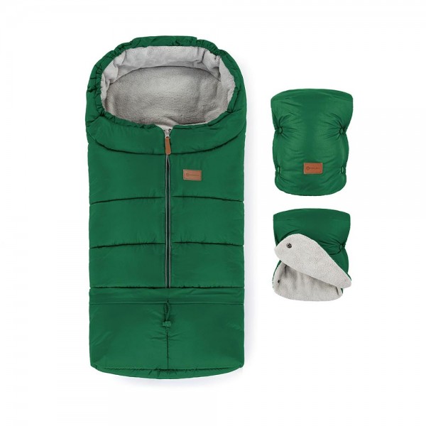 PETITE&MARS Set zimný fusak Jibot 3v1 + rukavice na kočík Jasie Juicy Green Horizontal 