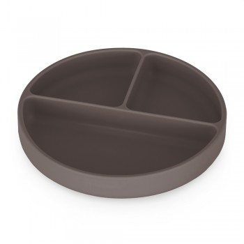 PETITE&MARS Tanierik silikónový deliaci okrúhly Take&Match Bitter Cocoa 6m+