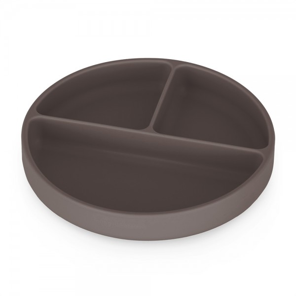 PETITE&MARS Tanierik silikónový deliaci okrúhly Take&Match Bitter Cocoa 6m+