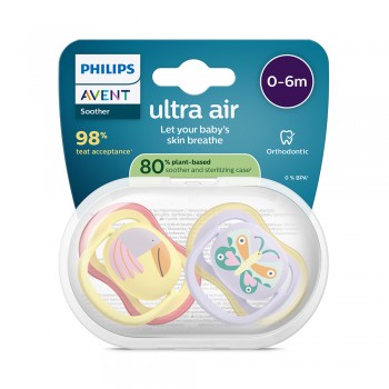 Philips AVENT Cumlík Ultra air fialová/žltá 0-6m obrázok dievča 2ks