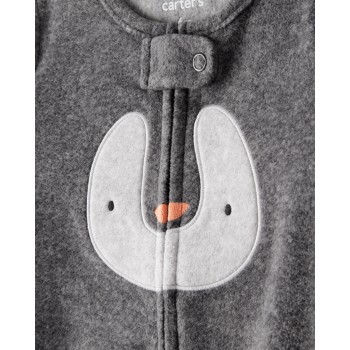 CARTER'S Overal na zips fleece Sleep & Play grey Penguin uni NB/veľ.56