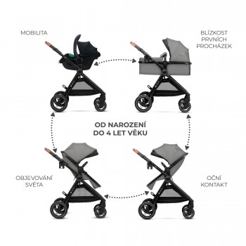 KINDERKRAFT Kočík kombinovaný 3v1 Esme Pro Moonlight Grey