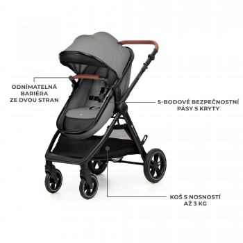 KINDERKRAFT Kočík kombinovaný 3v1 Esme Pro Moonlight Grey