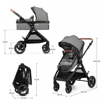 KINDERKRAFT Kočík kombinovaný 3v1 Esme Pro Moonlight Grey