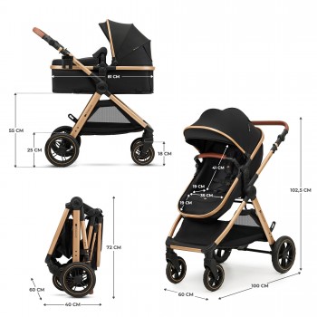 KINDERKRAFT Kočík kombinovaný 3v1 Esme Pro Pure Black