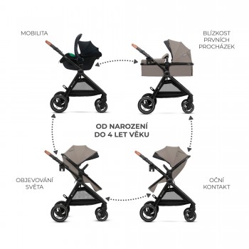 KINDERKRAFT Kočík kombinovaný 3v1 Esme Pro Sand Beige
