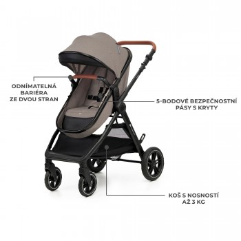 KINDERKRAFT Kočík kombinovaný 3v1 Esme Pro Sand Beige