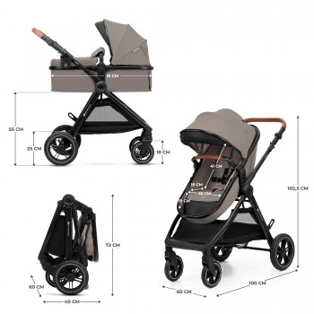KINDERKRAFT Kočík kombinovaný 3v1 Esme Pro Sand Beige