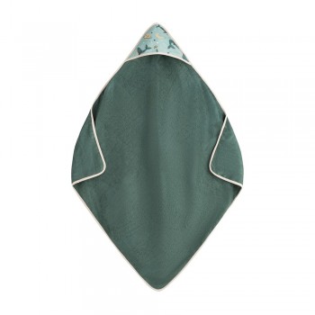 PETITE&MARS Osuška bambusová s kapucňou Loulou Whale Song 100 x 100 cm