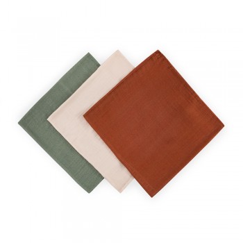 PETITE & MARS Sada plienok bambusová mušelínová 3ks Moussy Earth Tones 68 x 68 cm