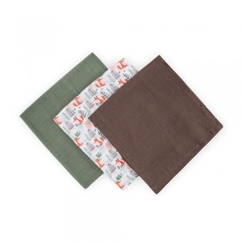 PETITE & MARS Sada plienok bambusová mušelínová 3ks Moussy Forest Fox 68 x 68 cm