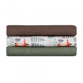 PETITE & MARS Sada plienok bambusová mušelínová 3ks Moussy Forest Fox 68 x 68 cm