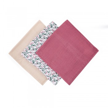 PETITE & MARS Sada plienok bambusová mušelínová 3ks Moussy Pink Meadow 68 x 68 cm