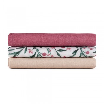 PETITE & MARS Sada plienok bambusová mušelínová 3ks Moussy Pink Meadow 68 x 68 cm