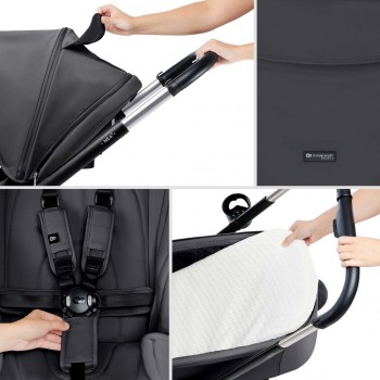 KINDERKRAFT Kočík kombinovaný Nea 2 2v1 Dark Grey + Fusak 3v1 Jibot Horizontal Ink Black