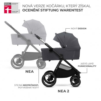 KINDERKRAFT Kočík kombinovaný Nea 2 2v1 Dark Grey + Fusak 3v1 Jibot Horizontal Ink Black