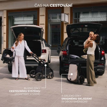 KINDERKRAFT Kočík kombinovaný Nea 2 2v1 Dark Grey + Fusak 3v1 Jibot Horizontal Ink Black