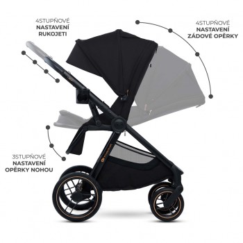 KINDERKRAFT Kočík kombinovaný Nea 2 2v1 Midnigth Black + Fusak 3v1 Jibot Horizontal Ink Black