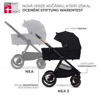 KINDERKRAFT Kočík kombinovaný Nea 2 2v1 Midnigth Black + Fusak 3v1 Jibot Horizontal Ink Black