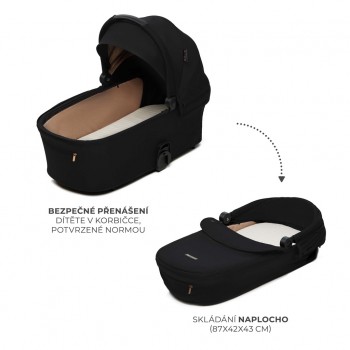 KINDERKRAFT Kočík kombinovaný Nea 2 2v1 Midnigth Black + Fusak 3v1 Jibot Horizontal Ink Black