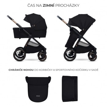 KINDERKRAFT Kočík kombinovaný Nea 2 2v1 Midnigth Black + Fusak 3v1 Jibot Horizontal Ink Black