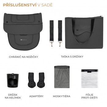 KINDERKRAFT SELECT Kočík kombinovaný Yoxi 2v1 Moonlight Grey + Fusak 3v1 Jibot Horizontal Ink Black