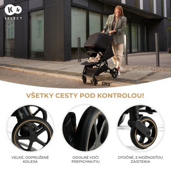 KINDERKRAFT SELECT Kočík športový Mitzy Ink Black + Fusak 3v1 Jibot Horizontal Ink Black