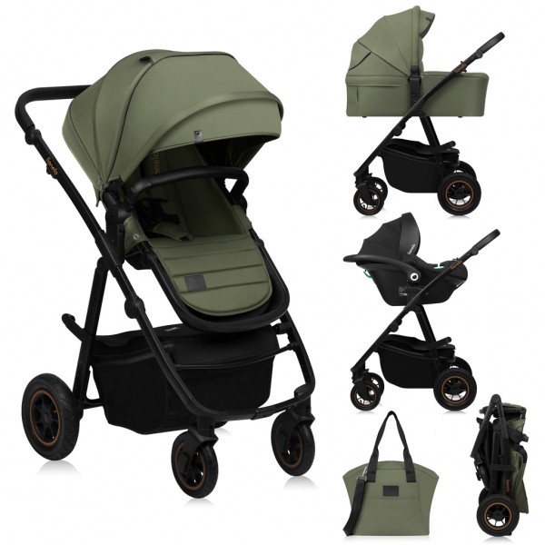 LIONELO Kočík kombinovaný Amber Plus 3v1 Green Forest