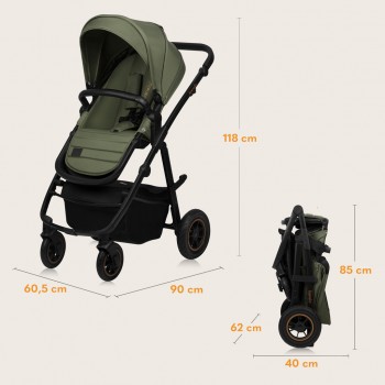 LIONELO Kočík kombinovaný Amber Plus 3v1 Green Forest