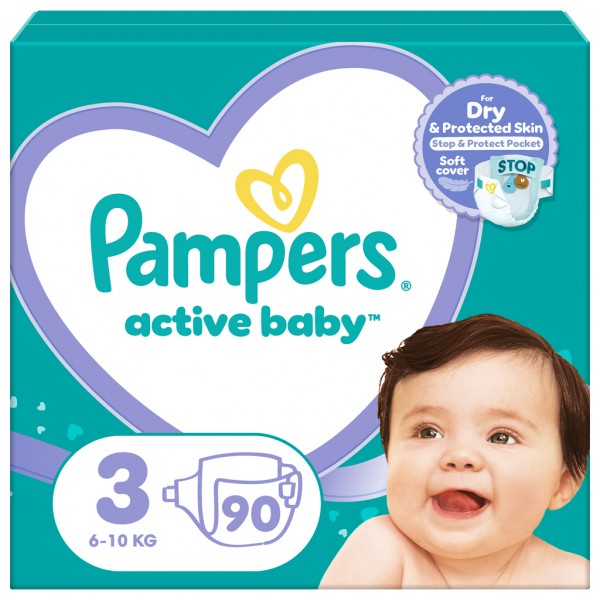 PAMPERS Active Baby plienky veľ. 3 (90 ks plienok) 6-10 kg