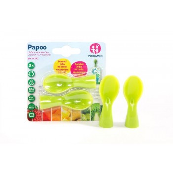 PETITE&MARS Lyžička ku kapsičke Papoo 2 ks zelená
