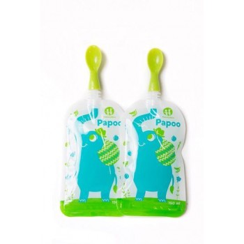 PETITE&MARS Lyžička ku kapsičke Papoo 2 ks zelená